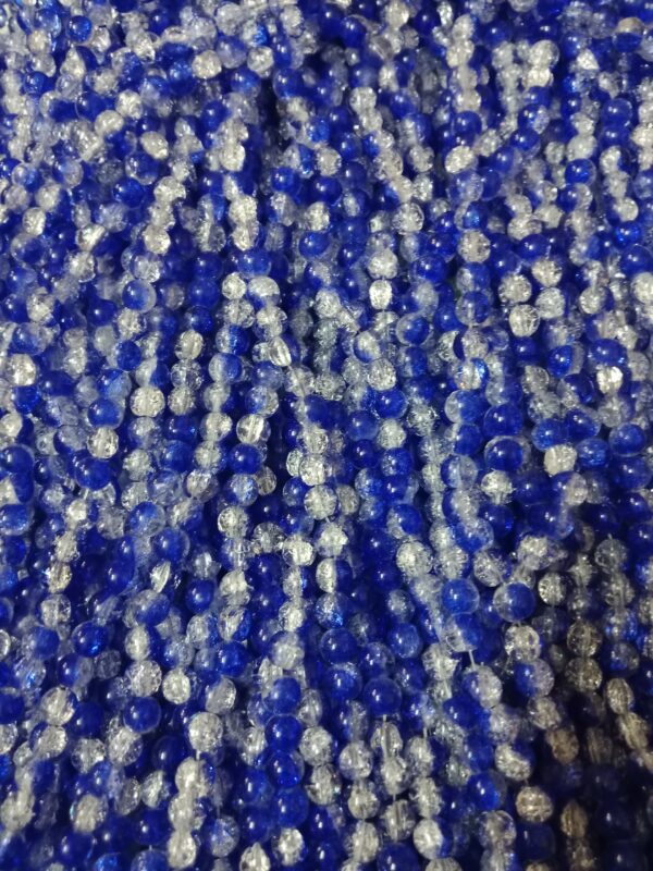 Crackle Beads 8mm - Royal Blue and white