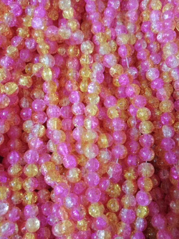 Crackle Beads 8mm - Pink and Gold