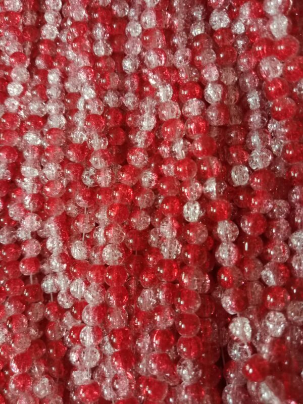 Crackle Beads 8mm - Red and White