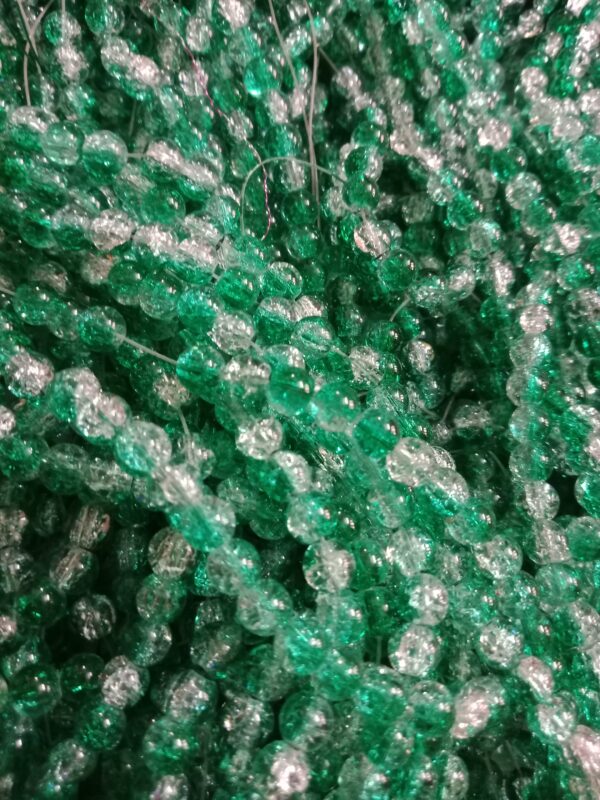 Crackle Beads 8mm - Light Green and White