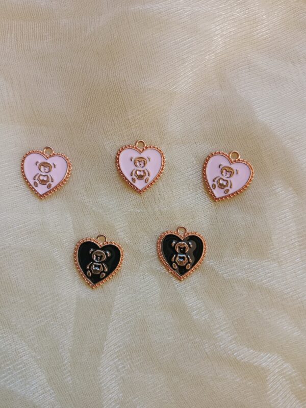 Teddy Heart Enamel Charms