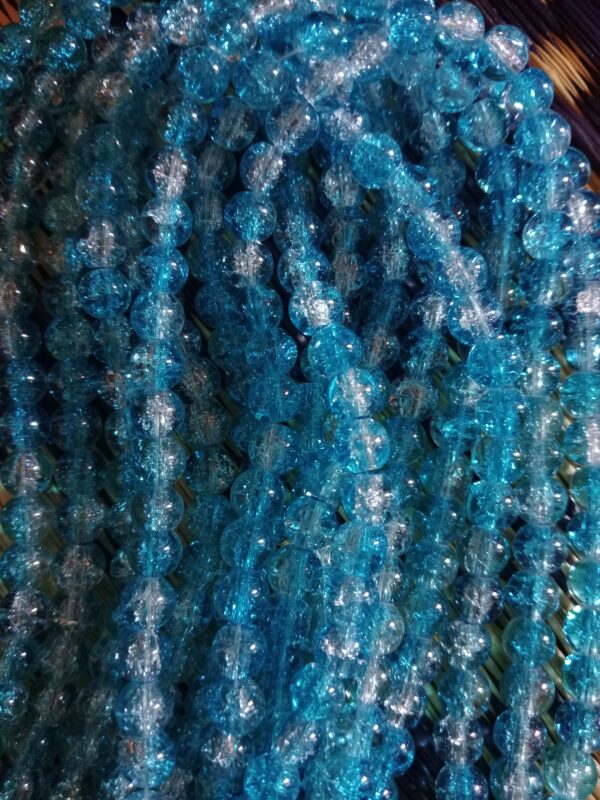 Crackle Beads 8mm - L.Blue and white