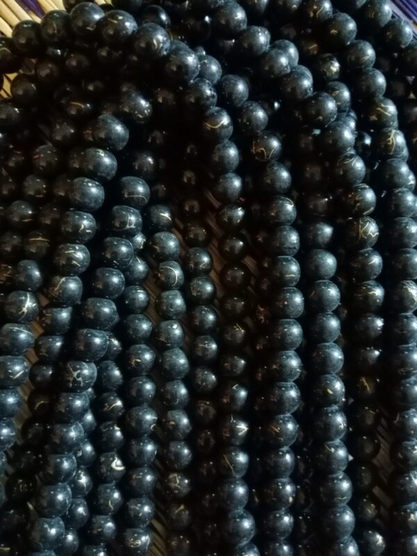 Matte Beads - Black + Gold Stripe