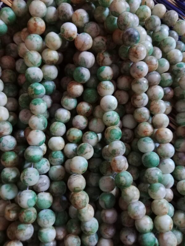 Matte Beads 8mm - Ocean Green + White