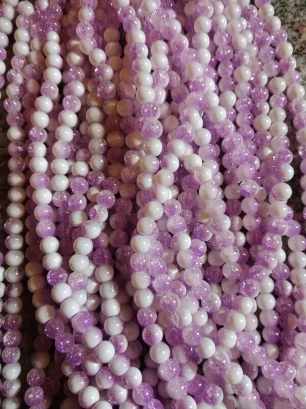 Crackle Beads 8mm - L.Purple and White