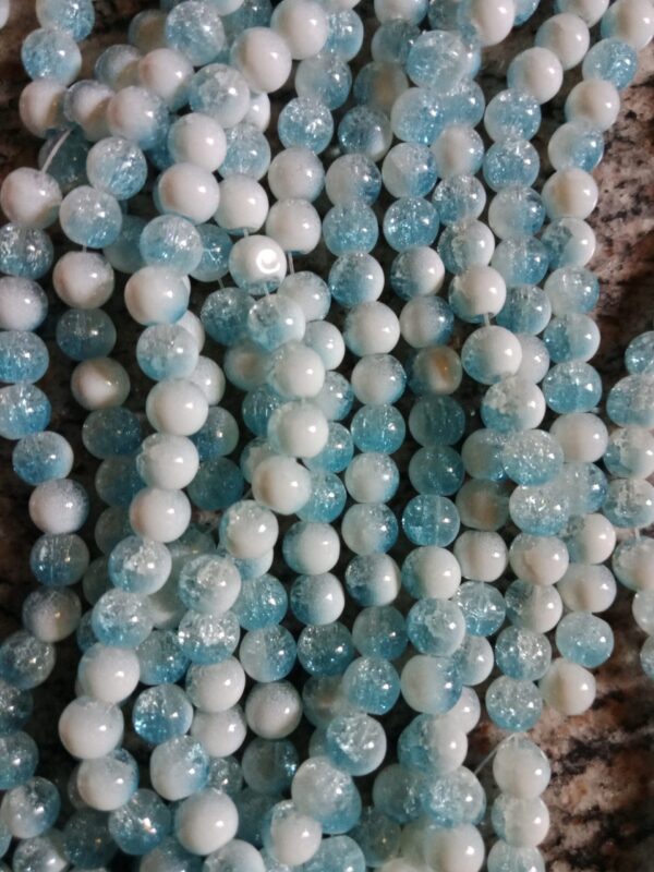 Crackle Beads 8mm - Sea Blue and White